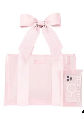 case-mate Pink Clear Tote with Bow Accent